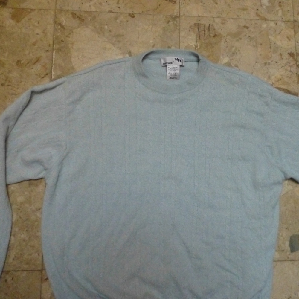 Coastal Granny cashmere silk classic baby blue pullover sweater by l'levrier